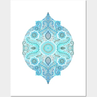 Through Ocean & Sky - turquoise & blue Moroccan pattern Posters and Art